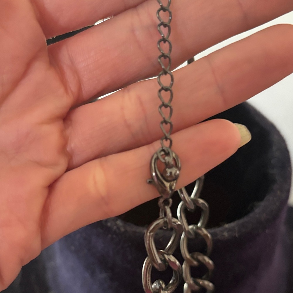 Silvertone Rhinestone Statement Bib Necklace - image 3